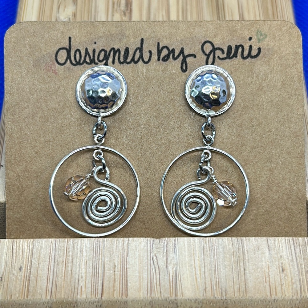 Spiral in Circle Sterling Silver & Swarovski Crystal Posts